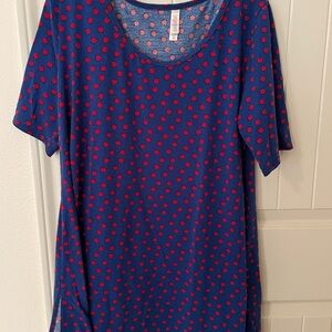 LuLaRoe Blue Dress with Pink Polka Dots